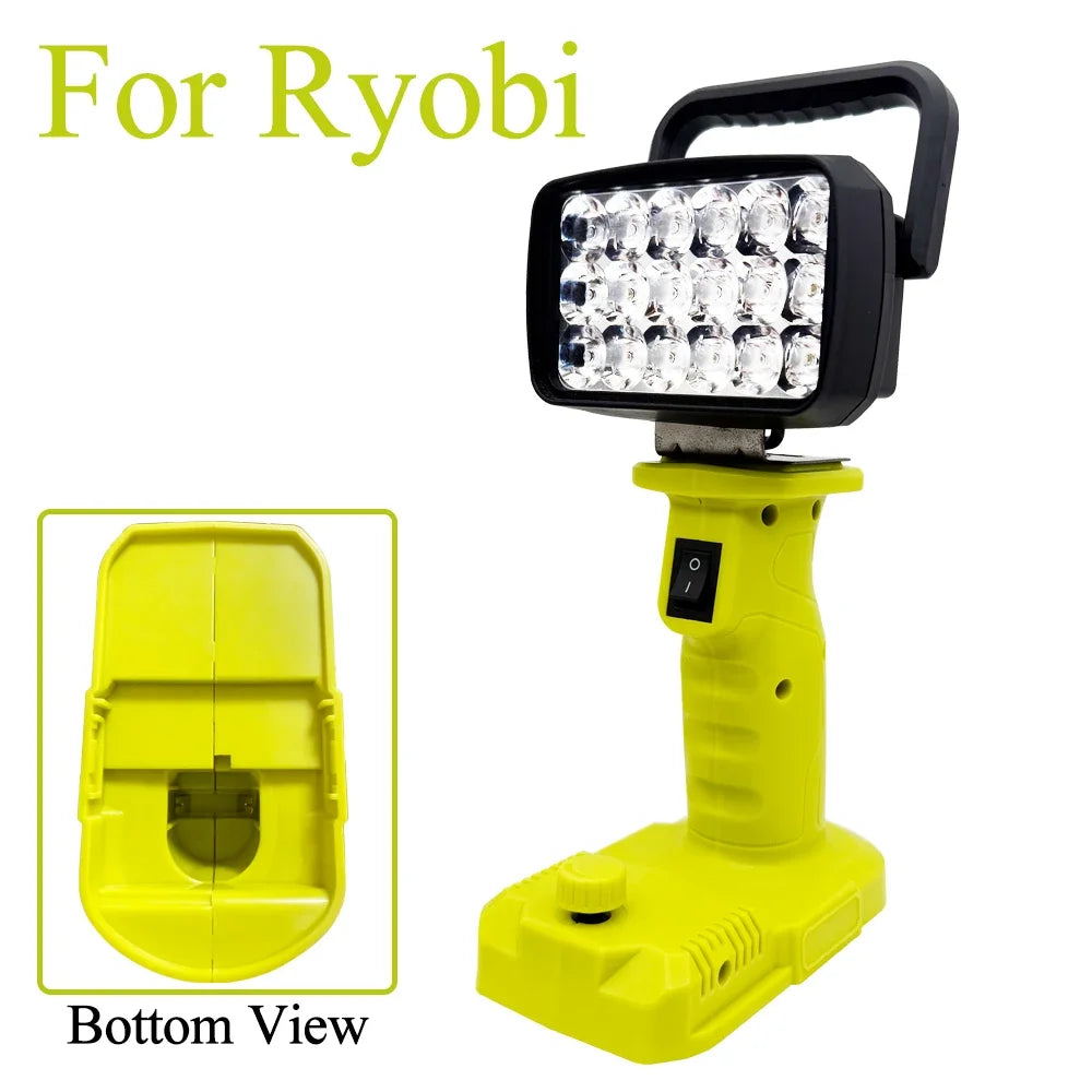 For Ryobi 18V Lithium Battery P107 P108 18 Beads LED Working Lights Portable Lanterns Camping Lamp Torch  Flashlights Spotlights