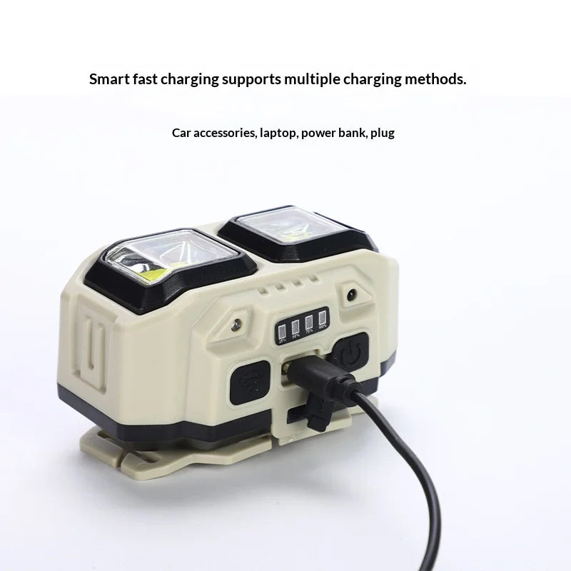 Powerful LED Headlamp Induction Rechargeable Head Flashlight Safety Lighting Head Torch for Outdoor Camping Cycling Fishing
