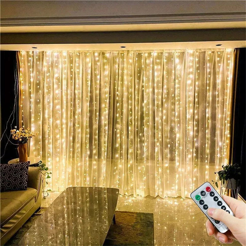 3M 6M USB LED Curtain 8 Modes Light with Remote Wedding Bedroom Living Room Ramadan Decorations EID Mubarak Valentine's Day 2026
