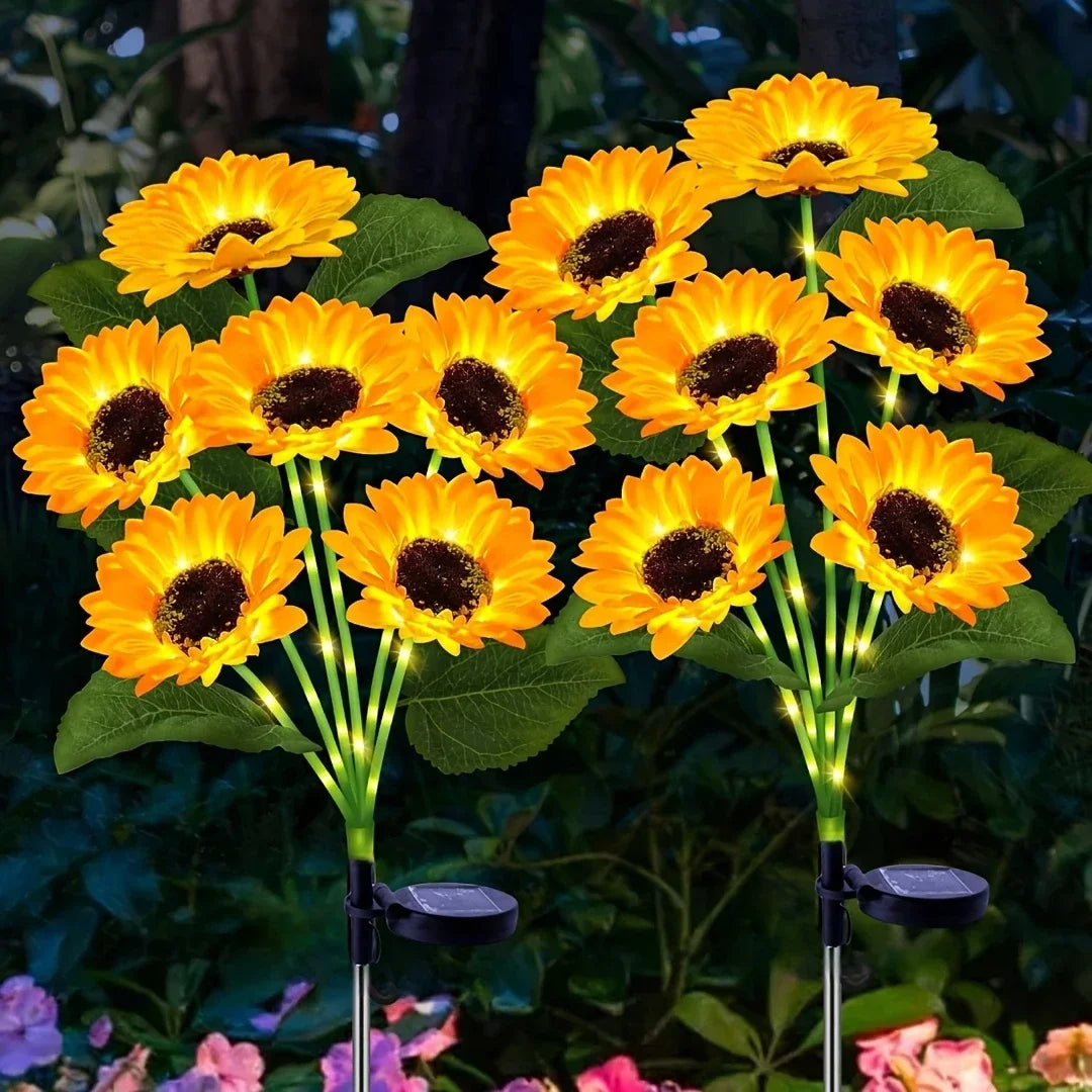 3/6 Heads LED Lawn Light Outdoor Solar Sunflowers Sense Garden Lights Yard Wedding Thanksgiving Decor Light Festival Decoration