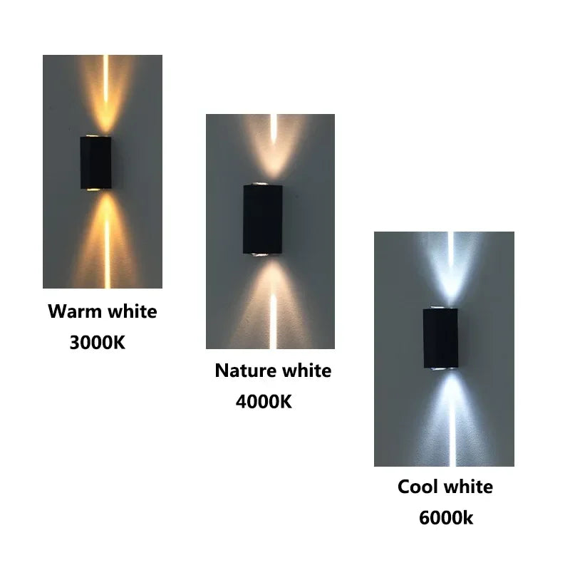 Silver Aluminum COB Outdoor Light 6W Outdoor Lighting Outdoor Waterproof IP65 Wall Lamp Porch Light Up and Down Wall Sconces