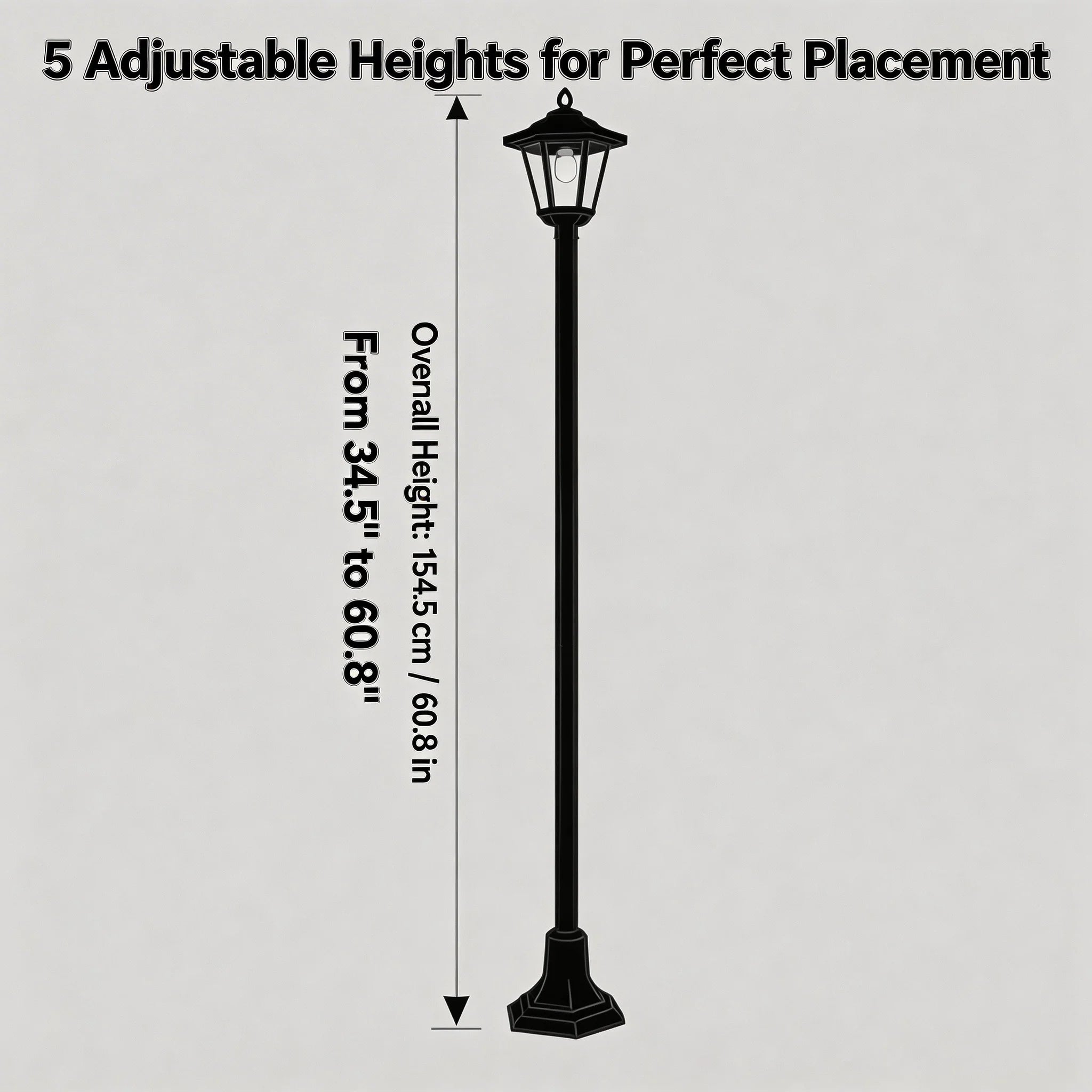 2 Pack Solar Post Lights Outdoor Waterproof, 5 Adjustable Heights Solar Lamp Post Lights, Dusk to Dawn LED Landscape Lighting for Garden Yard Driveway Pathway