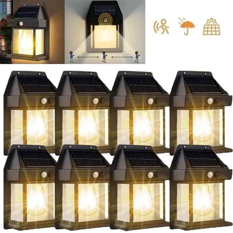 1/2/4/8Pack Solar Wall Lights Motion Sensor LED Lantern IP44 Waterproof Wall Mount Lamp Outdoor Courtyard Porch Deck Garden Yard