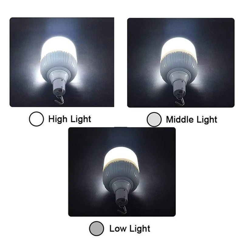 LED Portable Lights with Solar Panel Outdoor USB Rechargeable Emergency Lanterns Hanging Camping Energy Saving Bulb Tent Garden