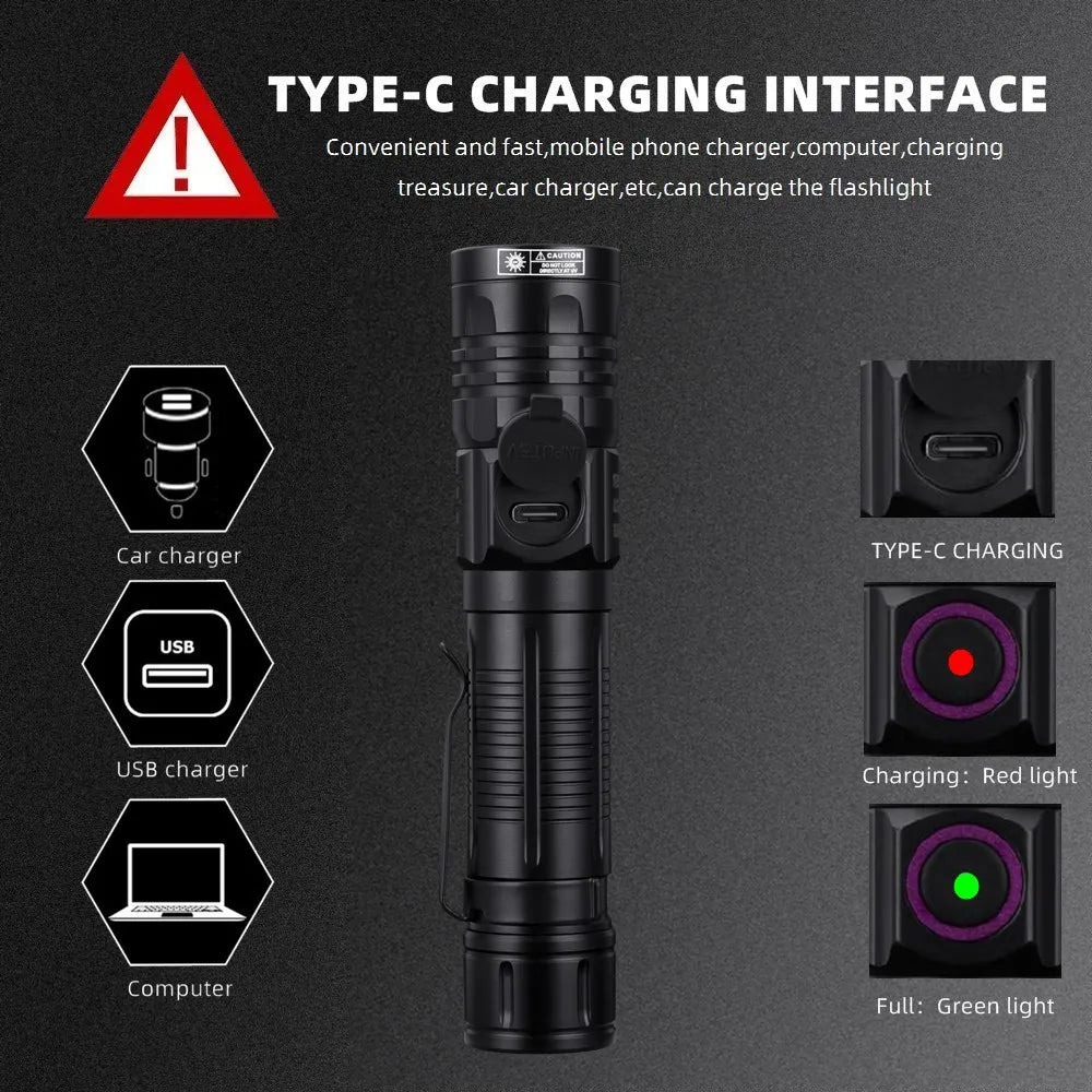 3x365nm/395nm UV LED Flashlight High Power Blacklight USB Rechargeable CatDog Pet Stain Tinea UV Glue Curing Scorpion Lamp Torch
