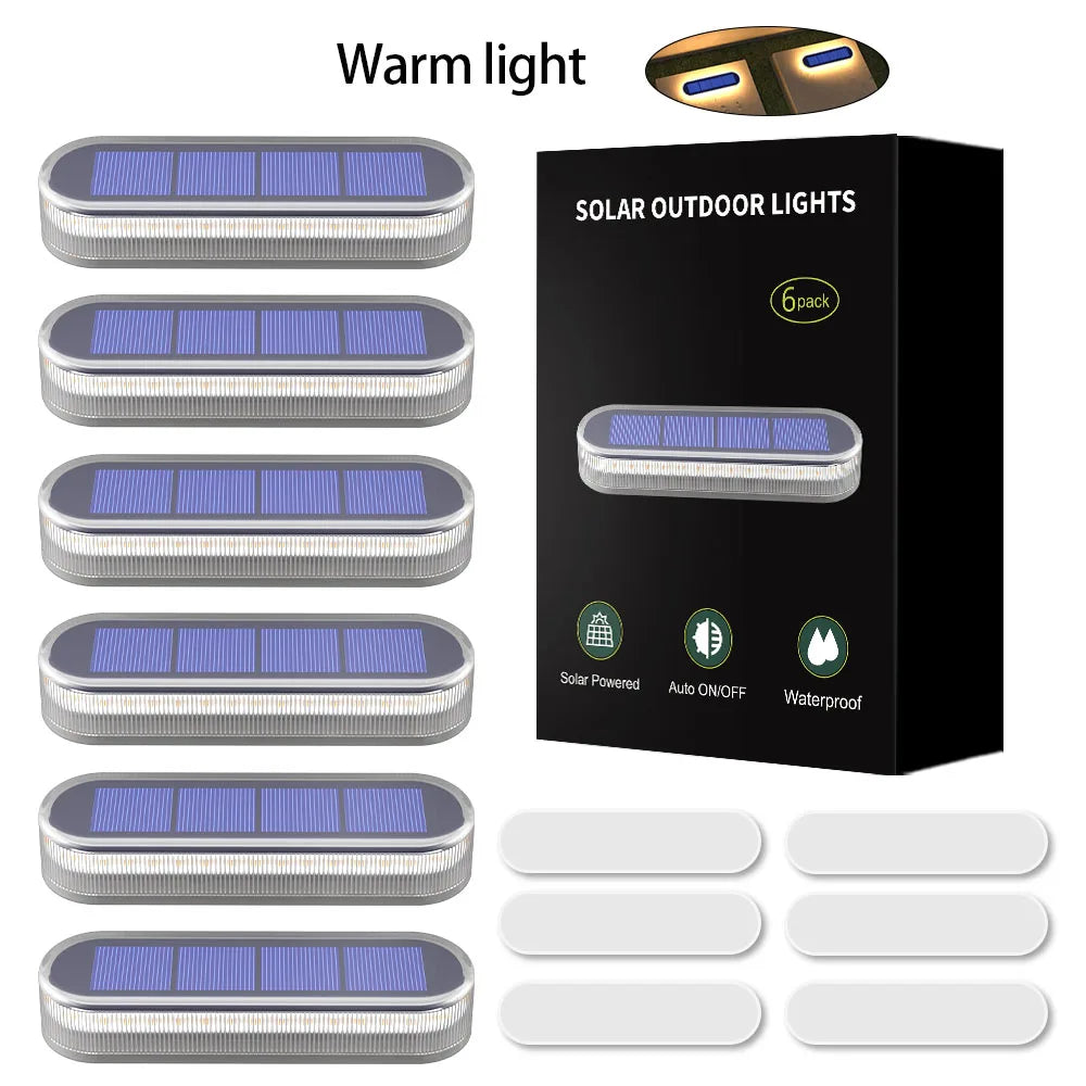 5 Years Lifespan Solar LED Step Lights Waterproof IP68 Outdoor LED Deck Lights Auto ON OFF for Stairs Driveway Deck Walkway Dock