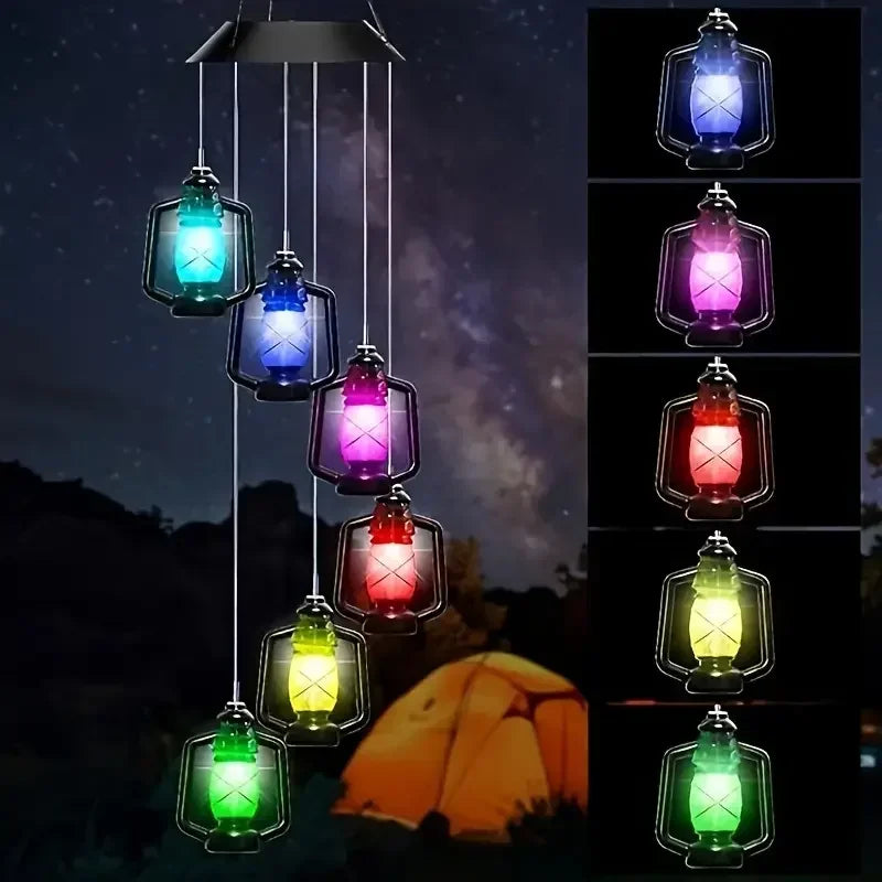 Solar Wind Chime Retro Lamp Solar Courtyard Light Home Porch Garden Durable Decor Hanging Lantern Outdoor Holiday Gift Light