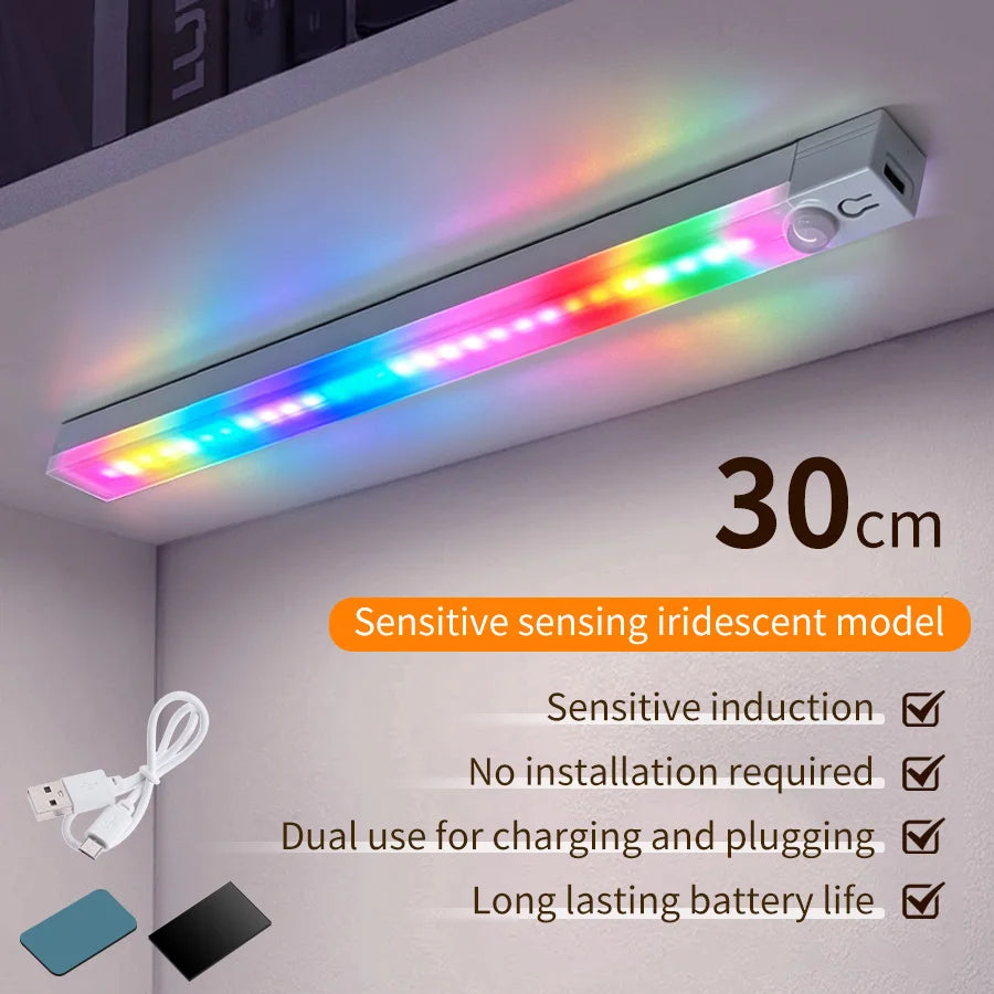 Rechargeable LED Cabinet Light Motion Sensor Magnetic RGB Gradient Ambient Night Lamp Kitchen Closet Bedroom Gaming Room Decor