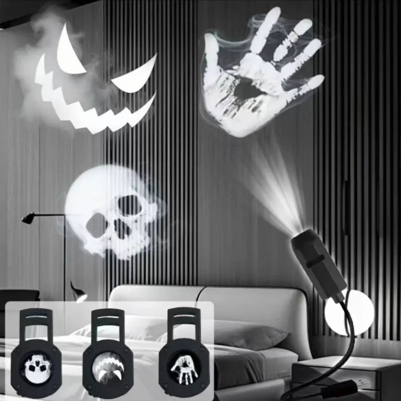 LED USB Projector Light 3/6pcs Projection Patterns - Adjustable USB Night Light for Halloween Christmas Decorations
