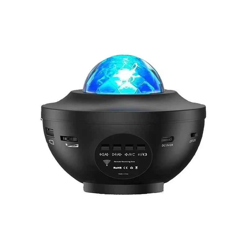 LED Starry Sky Galaxy Projector Night Light BT Music Player Remote Control USB Plug Ocean Wave Ambient Light Kids Birthday Gift