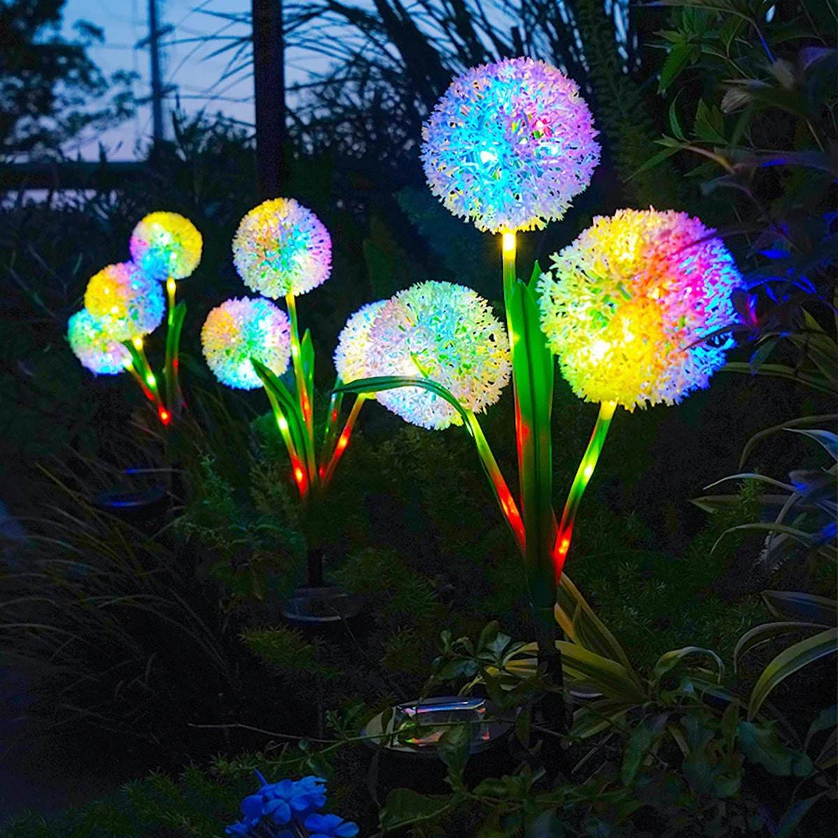 Solar Powered Warm/colorful Heads Onion Head Light for Garden Lawn Patio Pathway Outdoor Light Battery-operated Garland