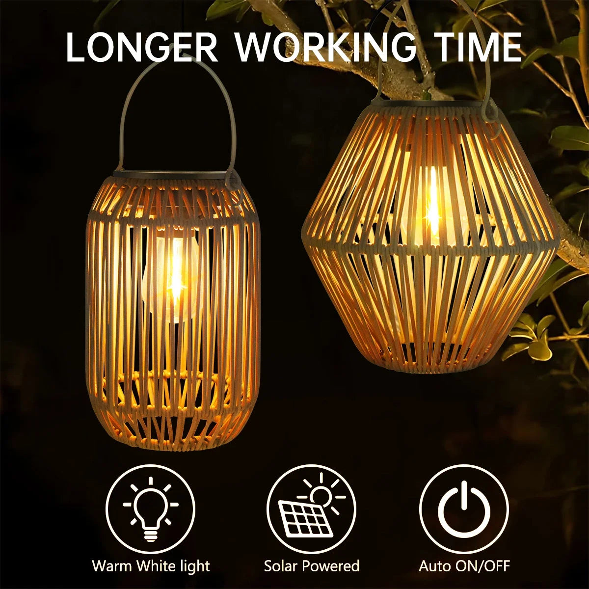 Solar Lanterns Solar Lights Outdoor Waterproof Boho Light for Outside Hanging Rattan Lantern Decoration for Garden Yard Patio
