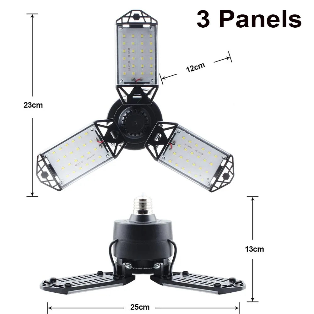 Deformable LED Garage Light with 3/6/7 Adjustable Panel LED Bulb Night Lamp for Workshop Warehouse Shop E26/E27 Ceiling Lighting
