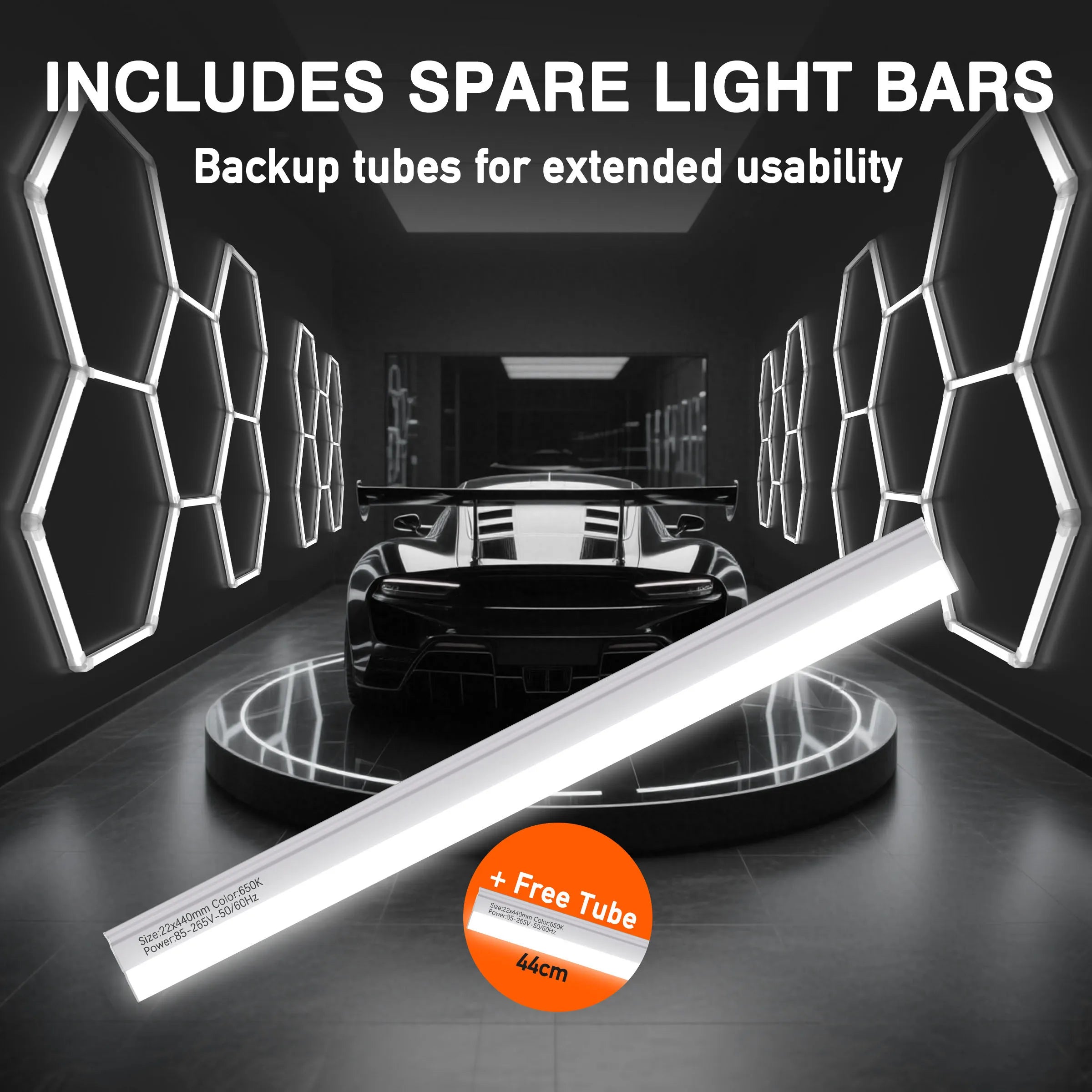 LED Hexagon Garage Light 700W 80000LM Honeycomb Ceiling Lighting, Hexagonal LED Lamp with Frame for Auto Detailing Workshop