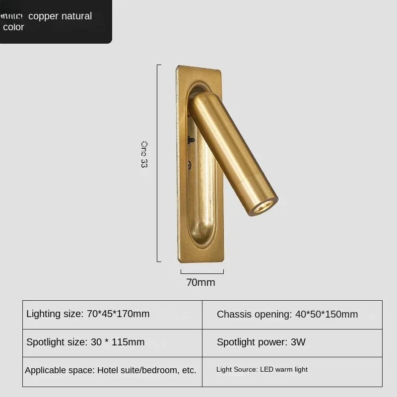 Indoor Wall Lamp with USB Charging Bedroom Decoration and Reading Lighting 3W 85-265V Hotel Headboard LED Embedded Wall Lamp
