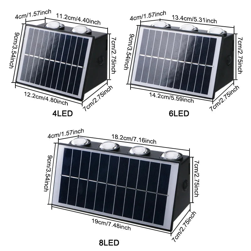 Modern Outdoor Solar Wall Lamp Waterproof IP65 Upper and Lower Lighting Exterior Wall Lamp Garden Balcony Corridor LED Wall Lamp