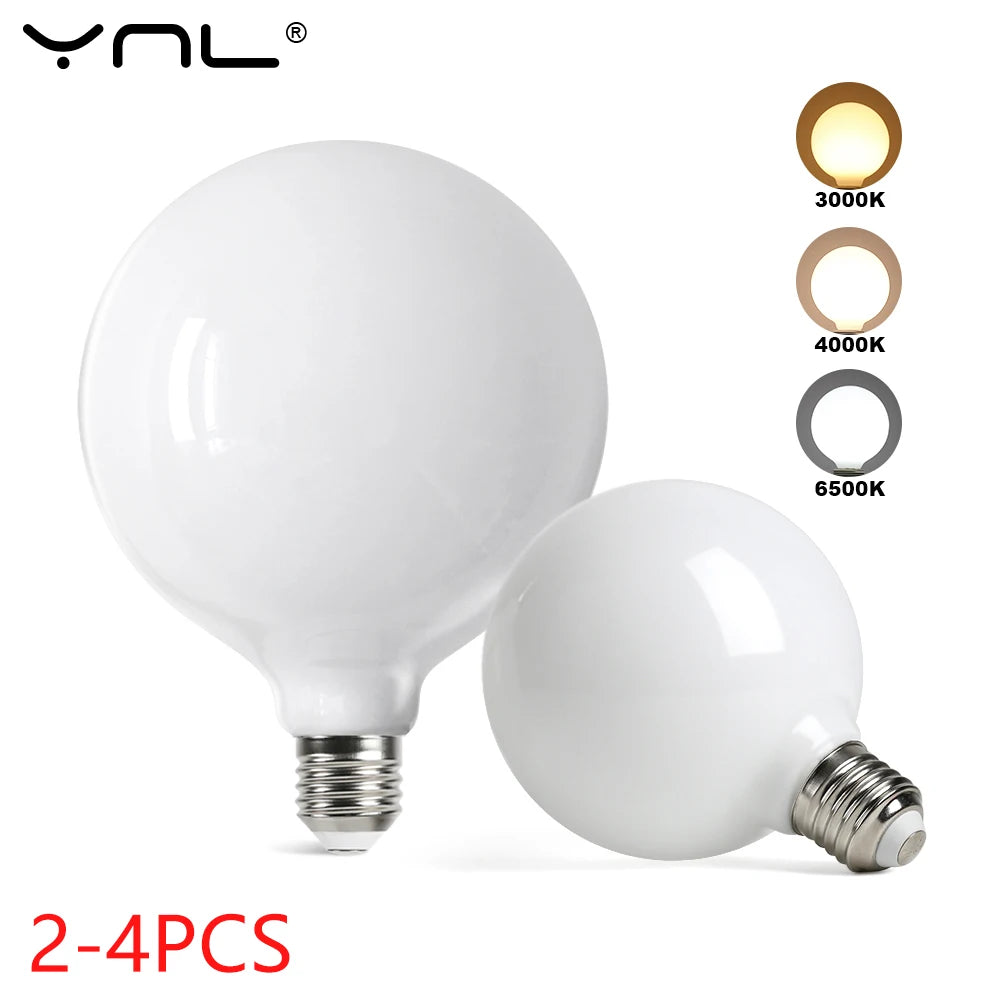 2-4pcs Big LED Bulb E27 AC 220V 110V G80 G95 G125 Energy Saving Global Light Lampada Ampoule Milky Light Bulb LED Lamp