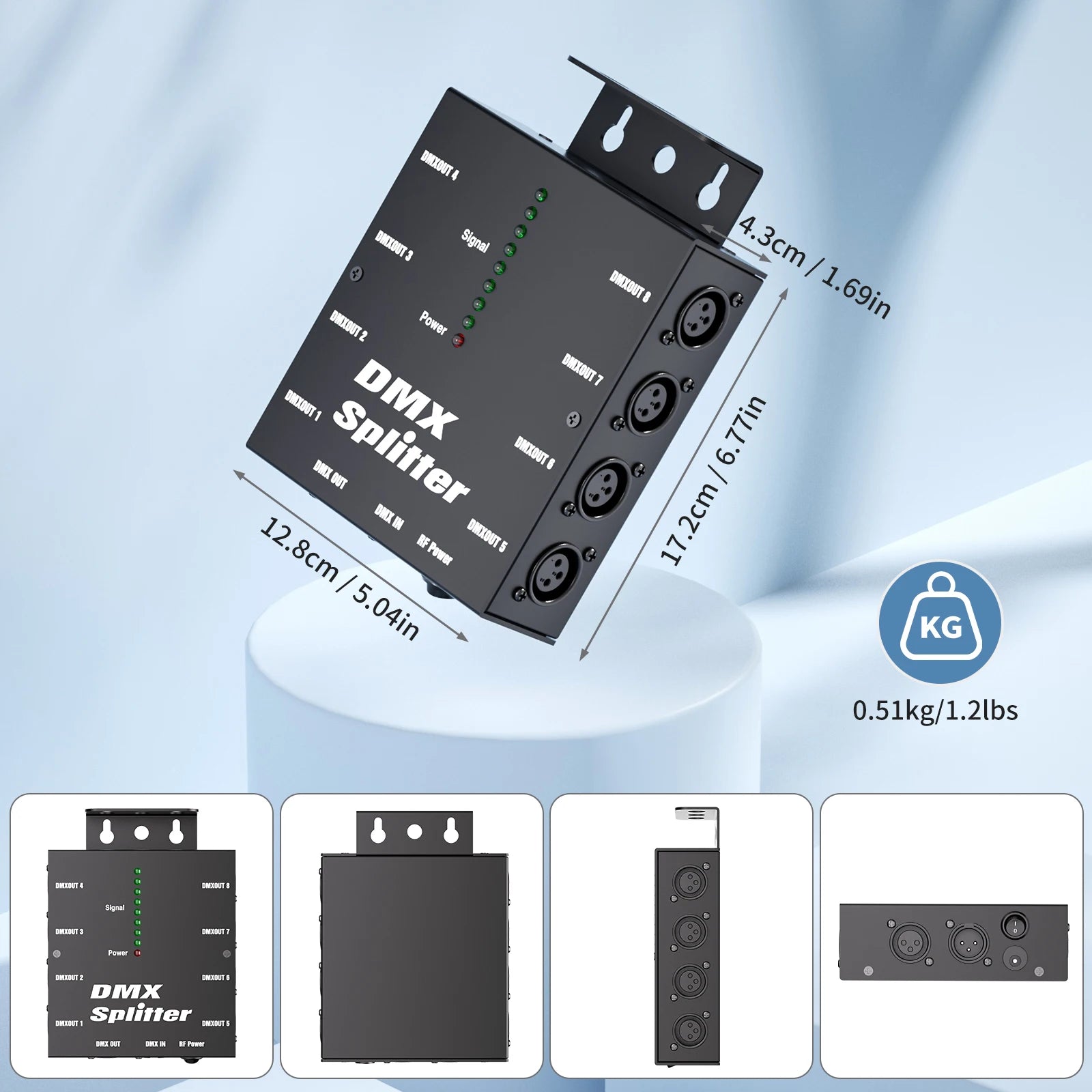Yiflamefly Mini 8-Channel DMX512 Signal Amplifier XLR DMX Splitter Distributor For KTV Bar Wedding Stage Lighting Control