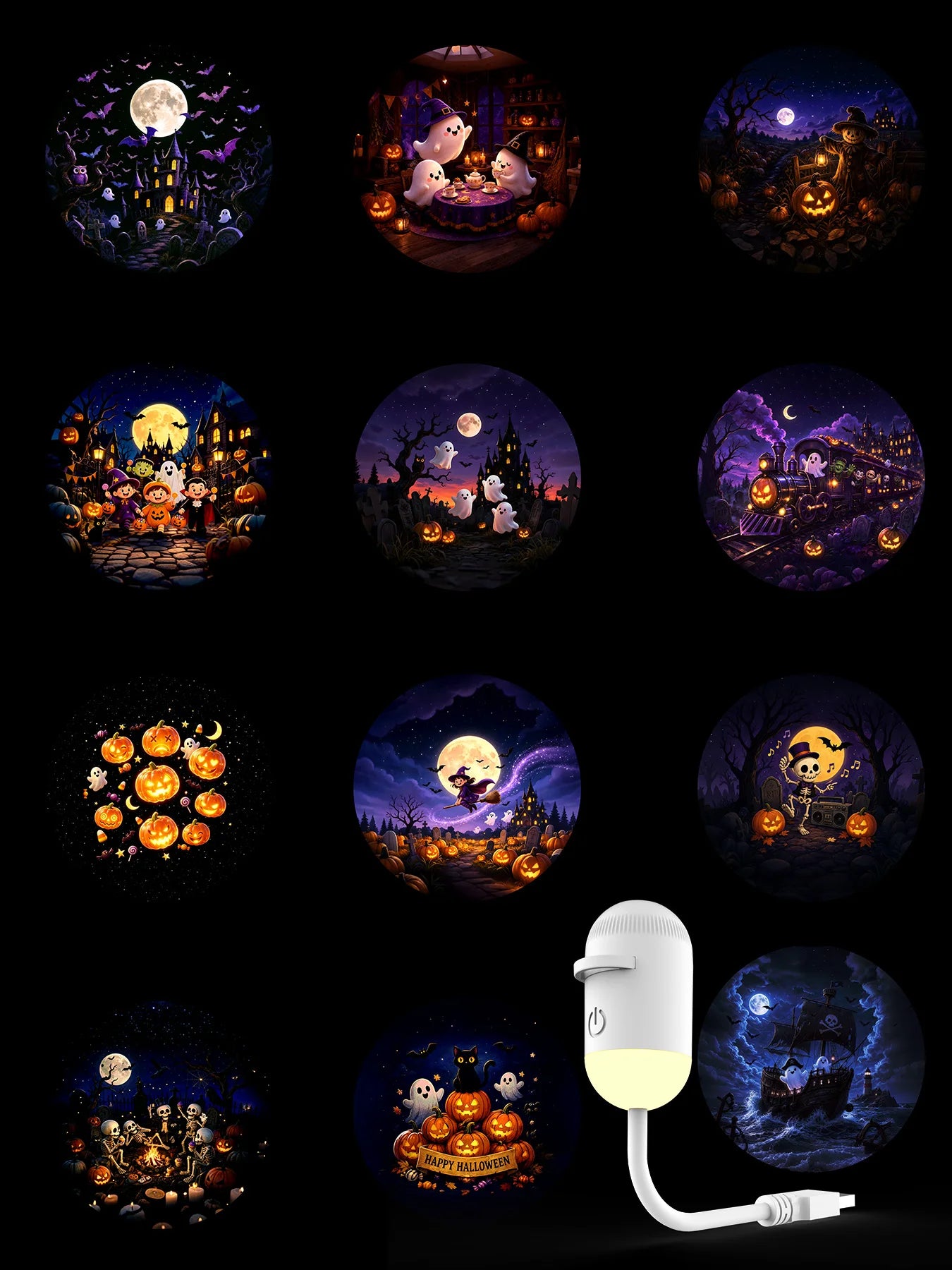 2 In 1 Usb Mini Galaxy Star Projector Night Light 12 Films Starry Sky Ambient Light For Car Home Decoration For Adults And Kids