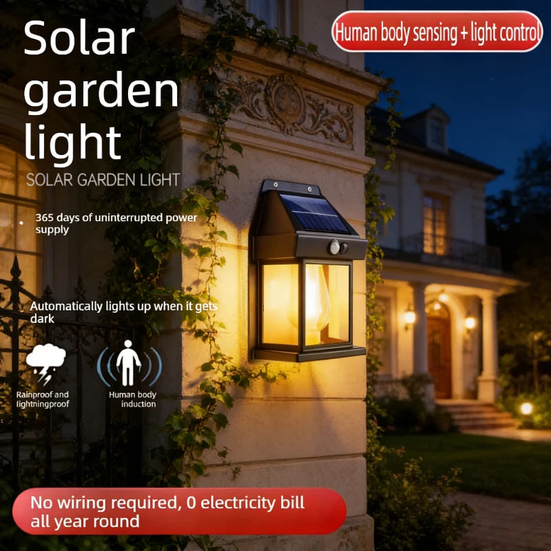 Pack Solar Wall Lights IP44 Waterproof Motion Sensor LED Lantern, Outdoor Wall Mounted Lighting for Courtyard Porch Deck Garden