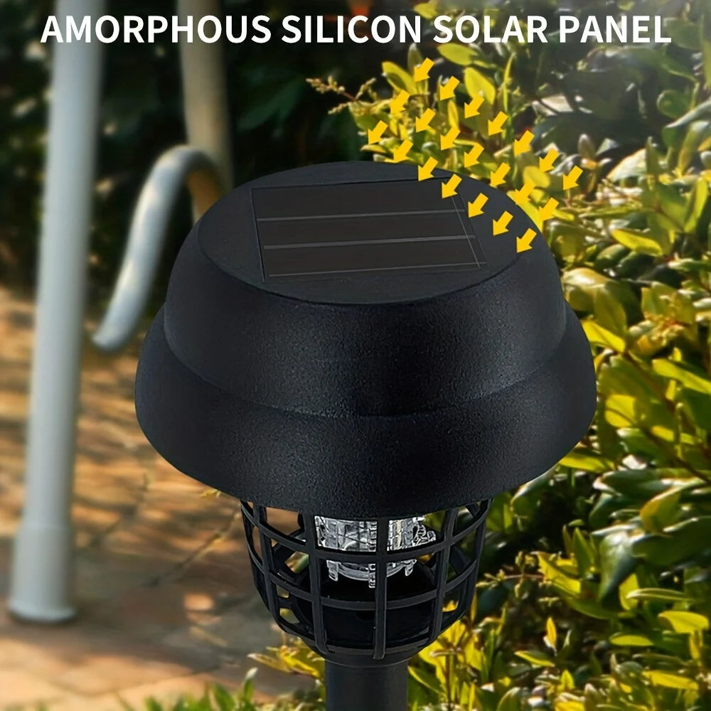 2pcs, Solar Mosquito Killer Lamp,Garden Fly Trap Lamp,Yard Mosquito Trap Electric Shock Insect Killing Mosquito Repellent Lamp
