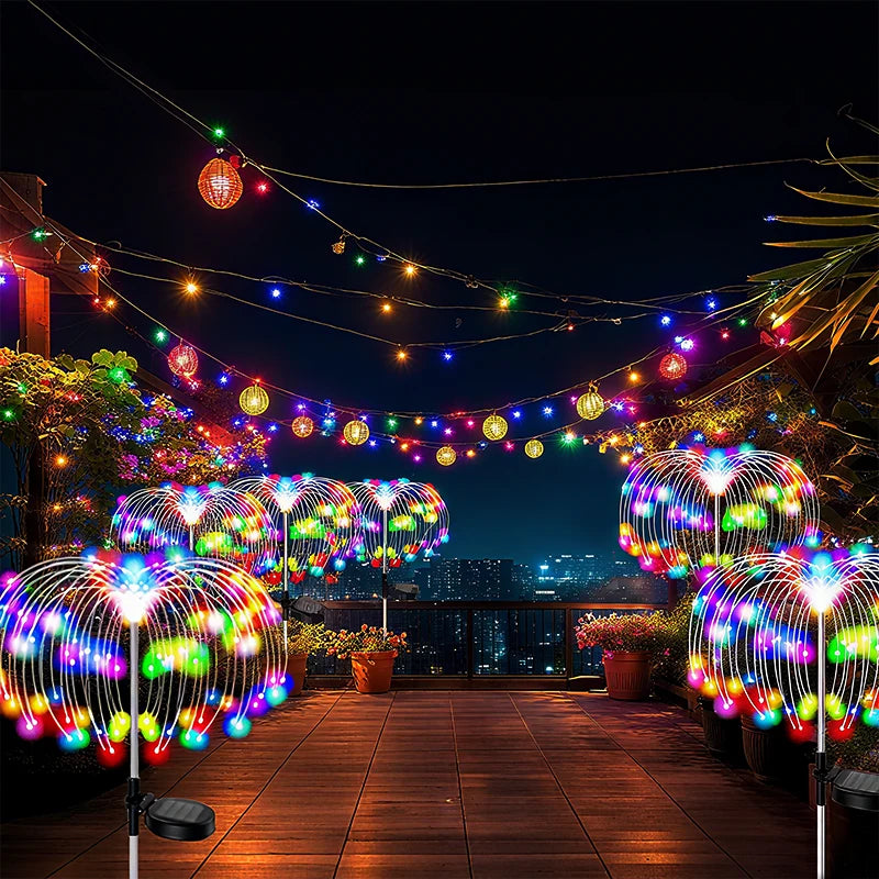 Outdoor LED Solar Patio Lights Waterproof Christmas Decor Firework Ground Socket Lights for Yard Garden Pathway Lawn Street 1PC