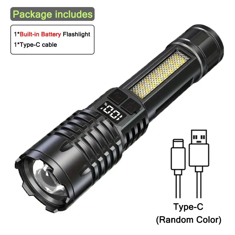 1600000 LM Super Bright Flashlight USB Rechargeable LED Long Range Tactical Torch Outdoor Waterproof Camping Fishing Lantern