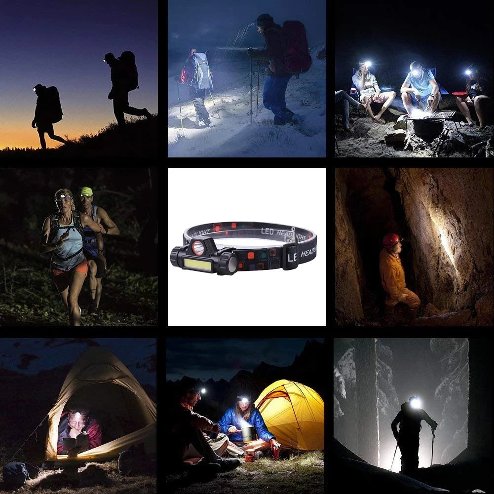 XP-G Q5 Headlamp Head Lamp Headlight Waterproof 2500lm Cob Led Built In Usb Rechargeable 14450 Battery Working Light 5w