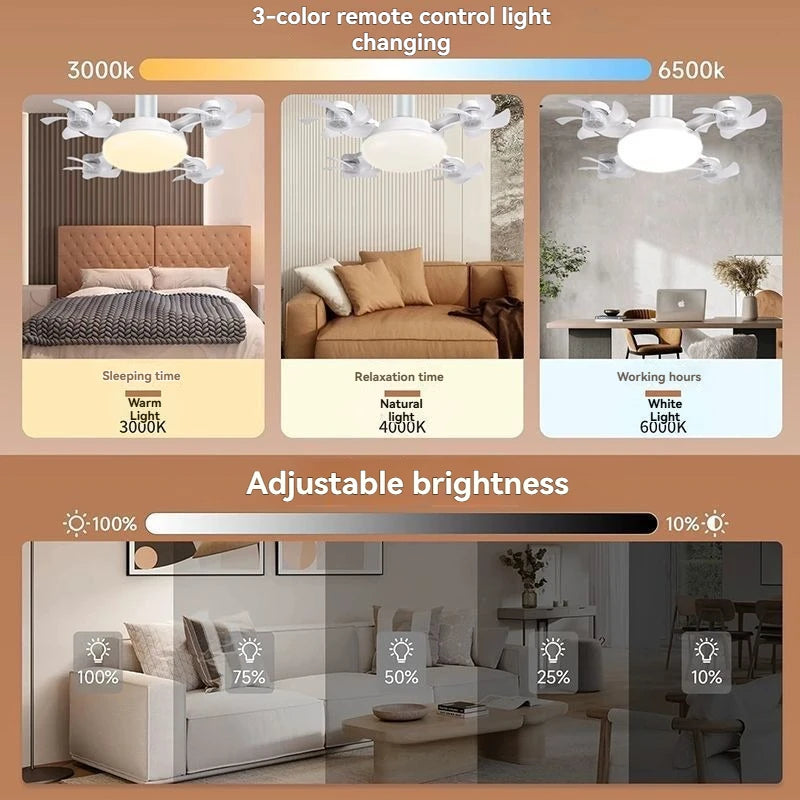 Nordic Screw Socket Ceiling Fan Light E27 Modern Fan Lamp for Dining Room LivingRoom High Wind Power Household Cooling Fan Light