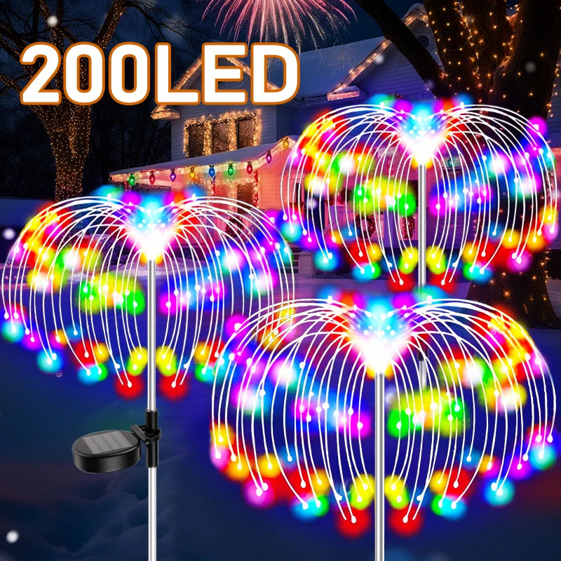 Outdoor LED Solar Patio Lights Waterproof Christmas Decor Firework Ground Socket Lights for Yard Garden Pathway Lawn Street 1PC