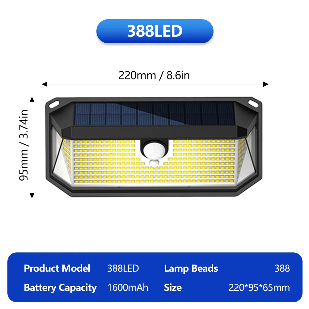 Outdoor Solar Motion Sensor Lights 468/528 LED Waterproof Solar Security Wall Lights for Garden Patio Pool Yard Fence Driveway