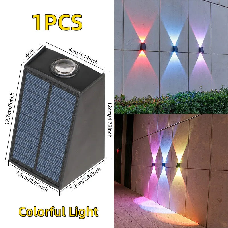 2 LED Solar Wall Lamp Waterproof Outdoor Solar Garden Decor Lights Up and Down Luminous Lighting for Street Balcony Garden Villa
