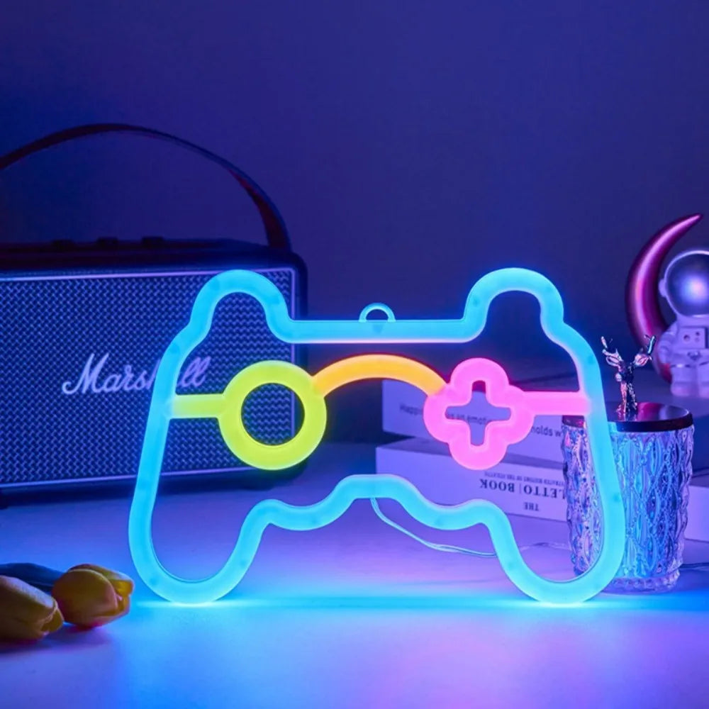 1PC USB LED Game Console Neon Light, Game Controller Night Light, Suitable for Game Rooms, Parties, and Wall Decoration
