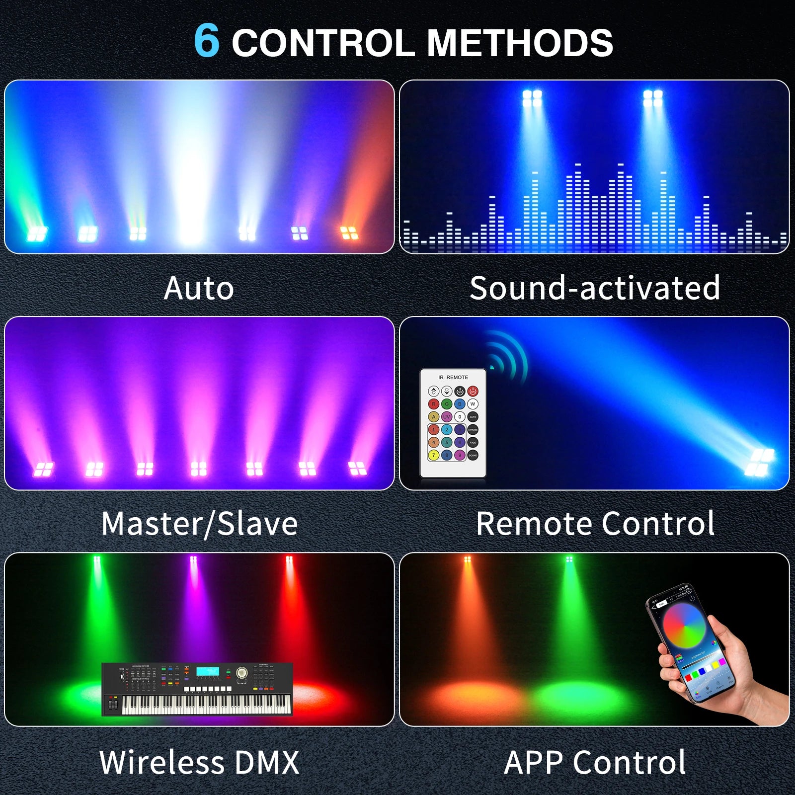 U'King 1/2/4Pcs Rechargeable RGBWA+UV 4-LED Par Light 4X15W White Square Uplight 5200mAh Battery DMX Stage Light For Wedding Bar