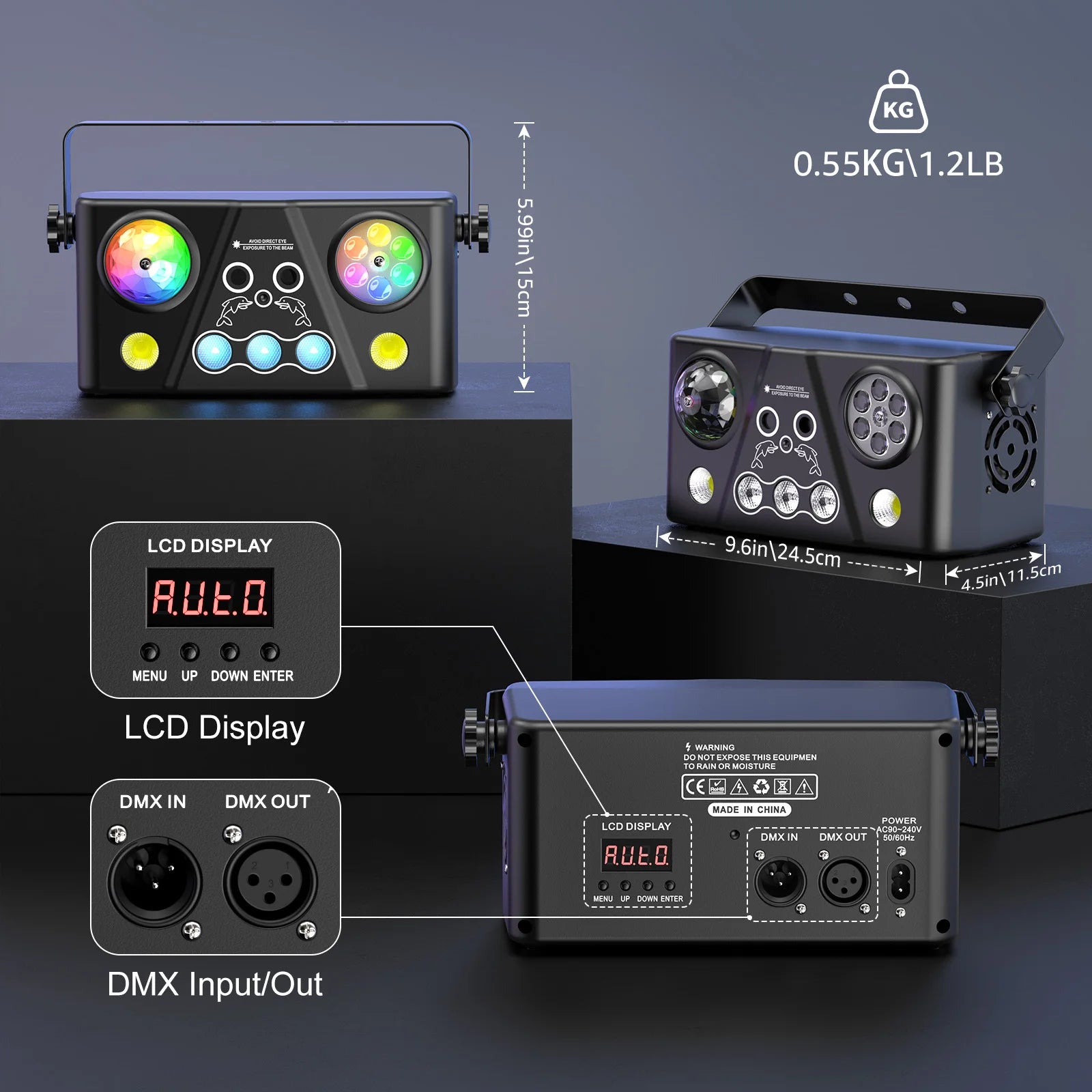 U'King 40W RGB LED Bee Eye Beam Effect Light 5IN1 Effect Disco Ball Dyeing Pattern Strobe DJ Light for Disco Party Stage Light