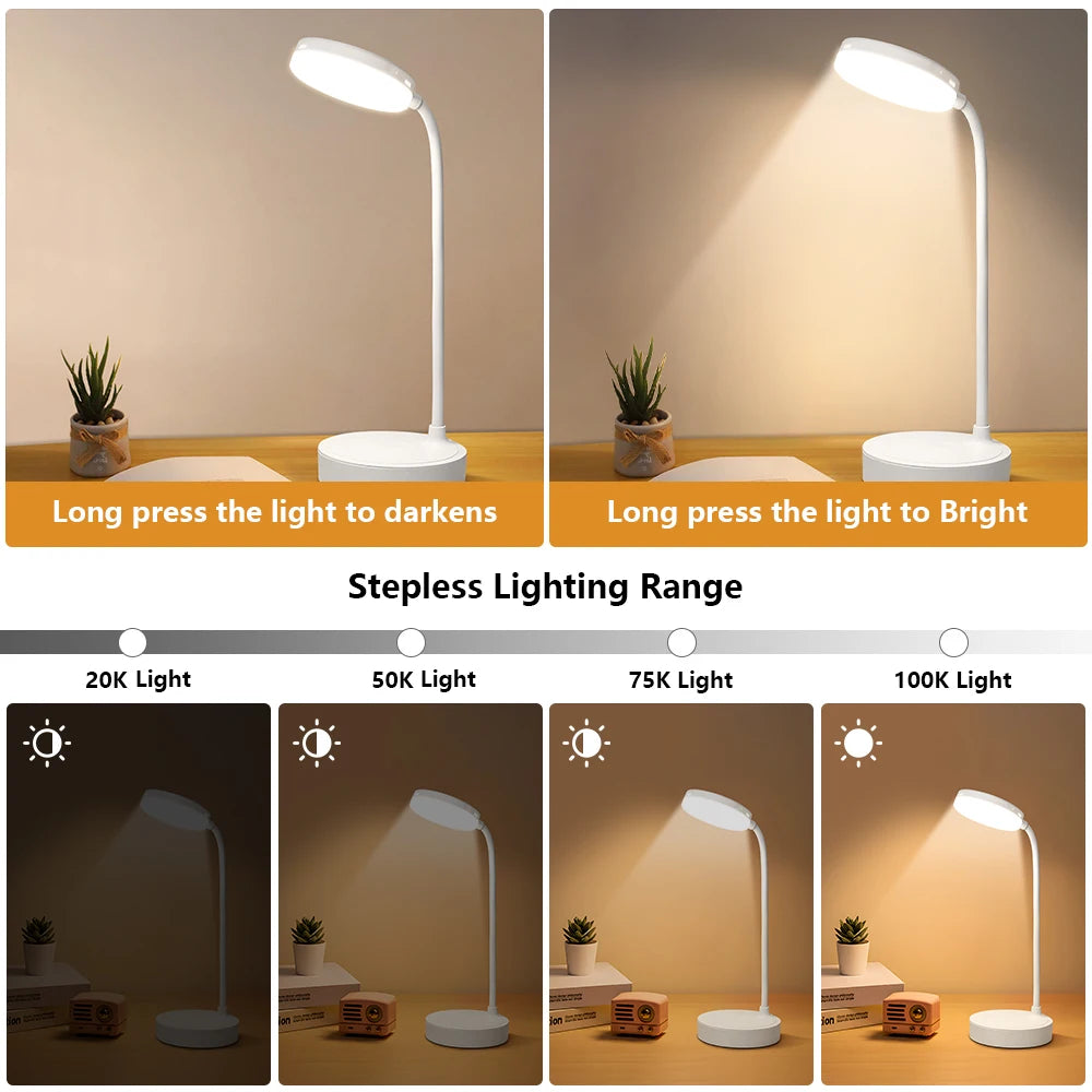 Portable Gooseneck Pipe Desk Lamp LED Rechargeable Waterproof Mood Light 3 Modes Reading Lights For Home Room Decoration Bedroom
