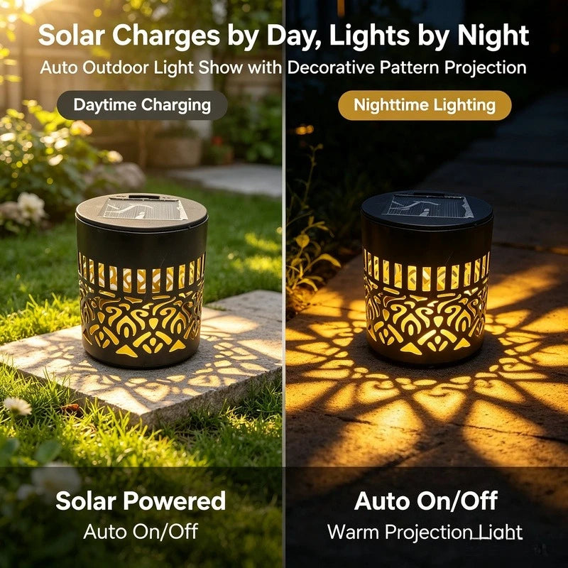 Solar Fence Lights, IP65 Waterproof Metal Wall Lamp for Outdoor Garden Yard Deck Steps Patio Decoration