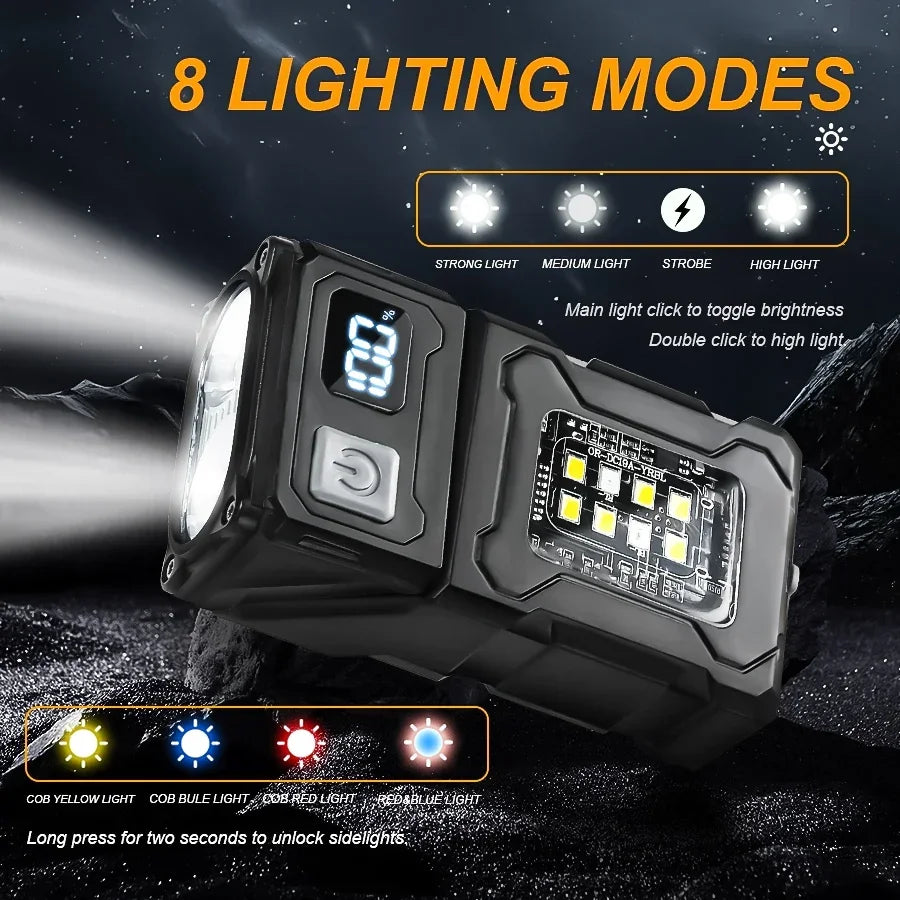 LED Magnetic Work Light Portable Rechargeable Mini Flashlight Multi Outdoor Camping Emergency Car Repair Torch with COBSidelight