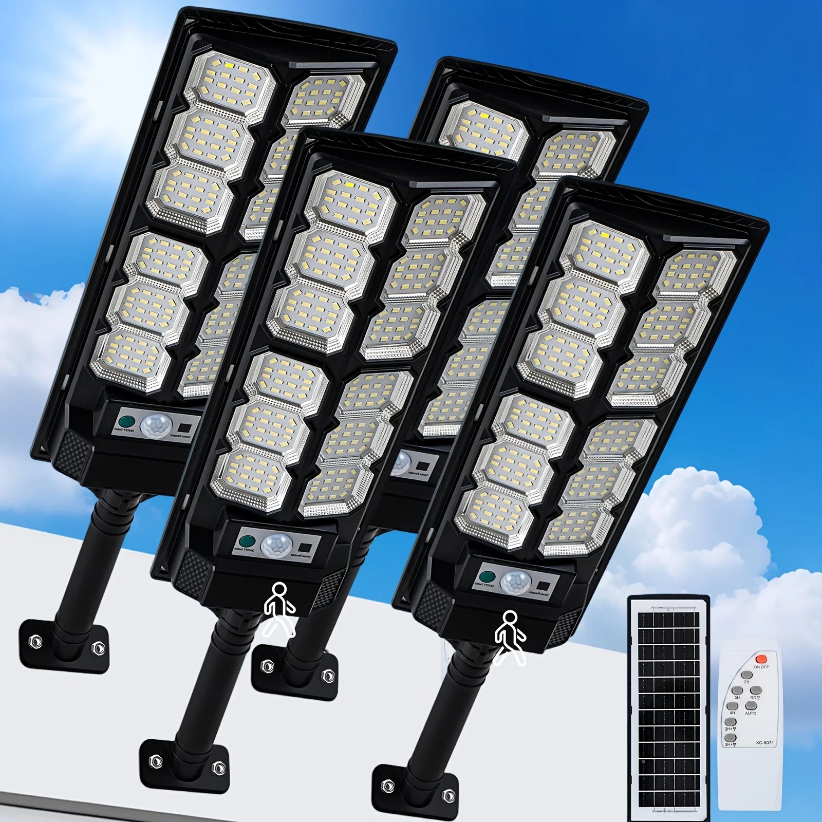 IPX7 Waterproof Solar Street Light Outdoor, LED Solar Wall Light with Motion Sensor, Timer for Garage Garden, Entryway Garage