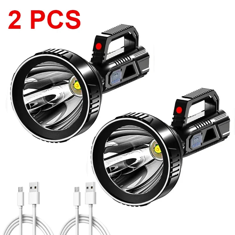 High Power LED Flashlight Waterproof USB Rechargeable Fishing Lantern Torch Powerful Spotlight Searchlight for Camping