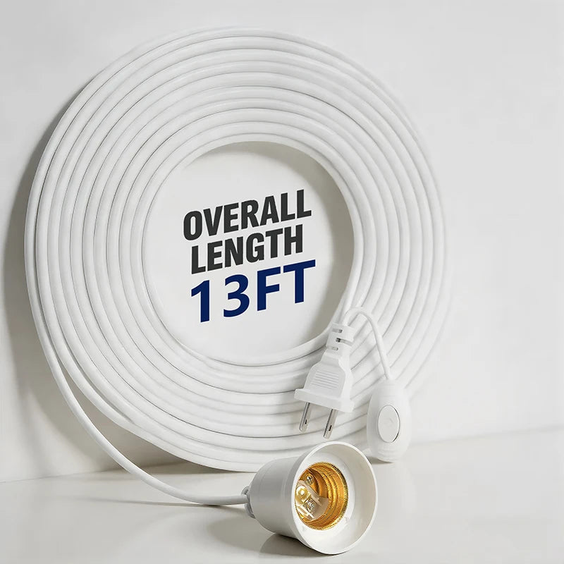 4M E26 E27 US Plug Lamp Base Power Cord Cable Hanging Pendant LED Light Fixture Socket Adapter With Switch Wire