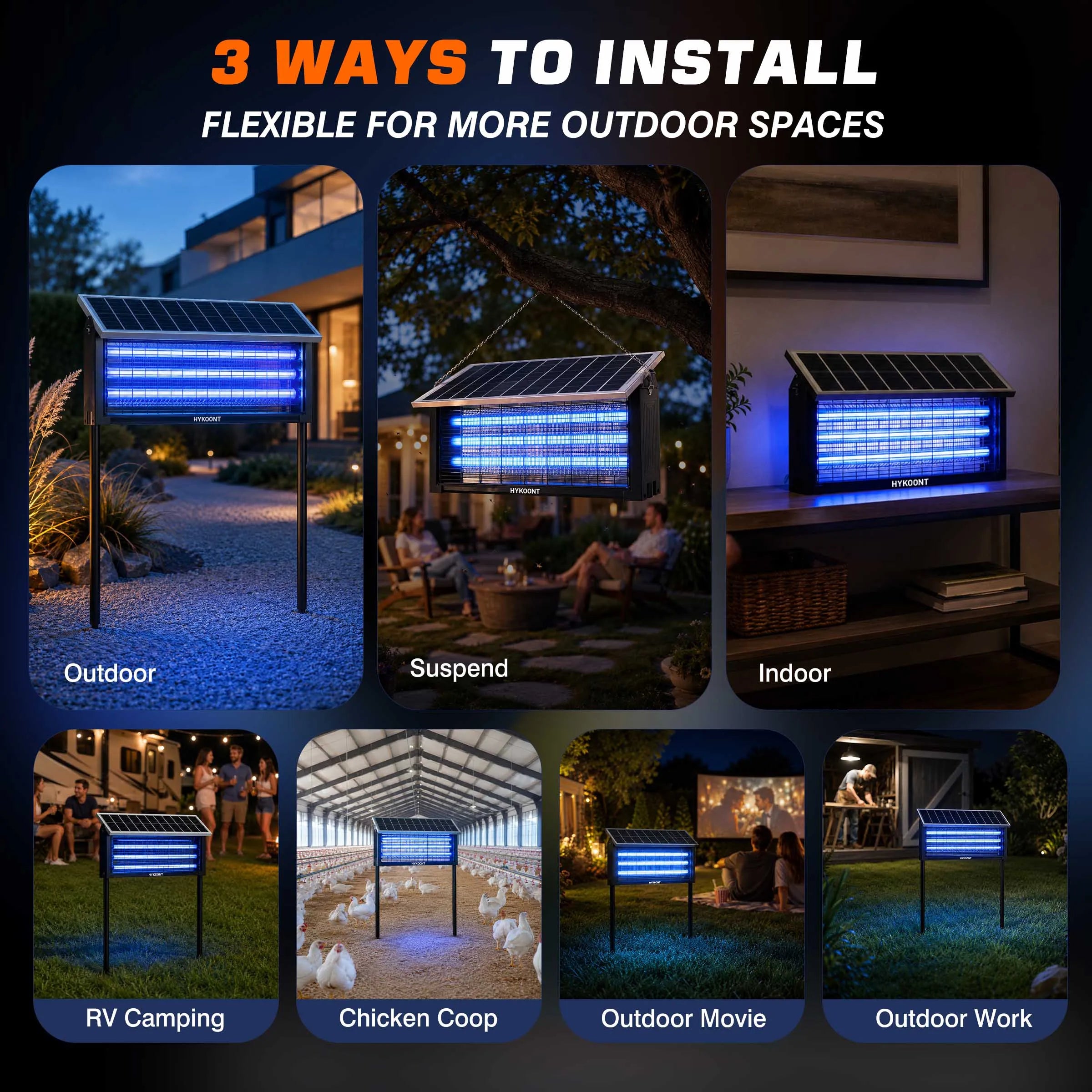 Solar Bug Zapper Outdoor, Mosquito Killer with USB Rechargeable LED Light, Waterproof Electric Insect Trap for Patio, Backyard, Garden & Camping
