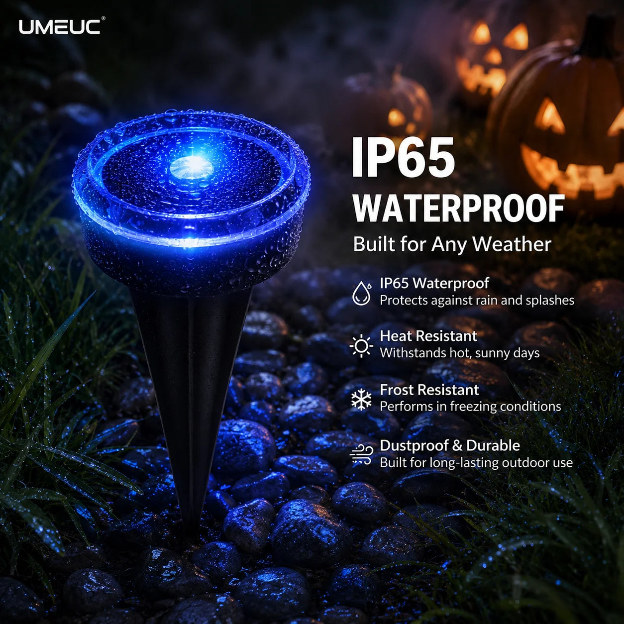 30 Pack Solar Ground Lights Outdoor, Blue LED Pathway Lights with 8 Lighting Modes, IP65 Waterproof Solar Garden Lights for Yard Lawn Walkway Patio Halloween Decorations