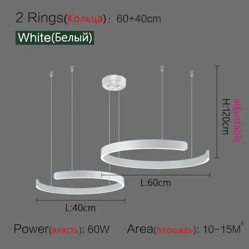 Modern Art Circle Rings Ceiling Chandeliers Hanging Pendant Led Lighting for Living Room Staircase Hotel Decor Suspension Lustre