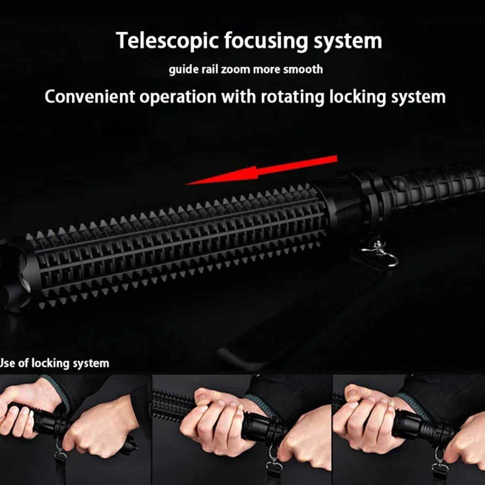 Zoomable Super Bright Self Defense Mace Light Tactical Baseball Bat LED Flashlight AluminumAlloy Focusable Baton Emergency Torch