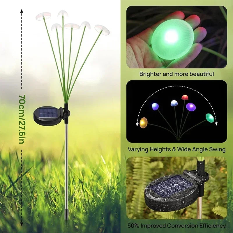 Solar LED Jellyfish Sway Lights Garden Decor Waterproof Outdoor Solar Pathway Light For Patio Balcony Yard Flowerbed