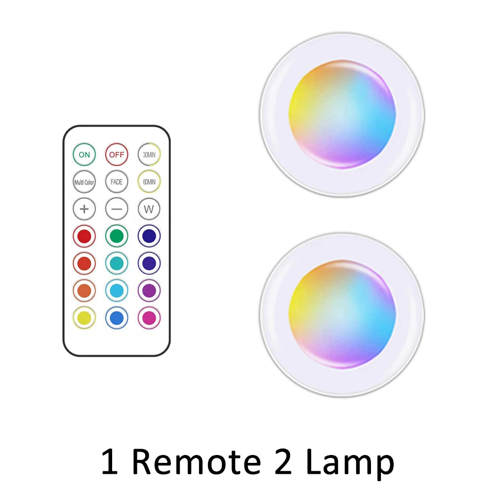 Led Under Cabinet Lights with Remote Control Wireless RGB Color Changing Night Light for Kitchen Bedroom Closet Counter