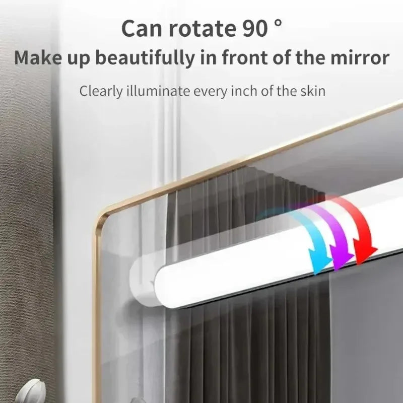 LED Mirror Front Makeup Light Eye Protection Reading Lamp Magnetic Touch Night Light for Dormitory Wardrobe Closet Lighting