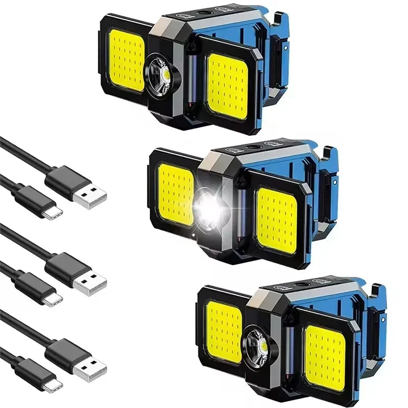 Flashlight Mini Keychain Light COB Work Light USB Rechargeable Lamp with 90° Foldable Side Lights Super Bright Portable Lanterns