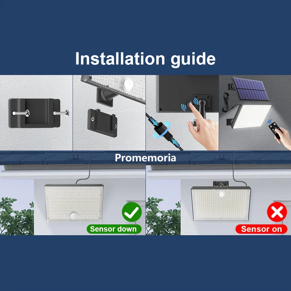 400 LED solar lights outdoor motion sensor safety lights 16.4-foot cable IP65 waterproof floodlight suitable for outdoor